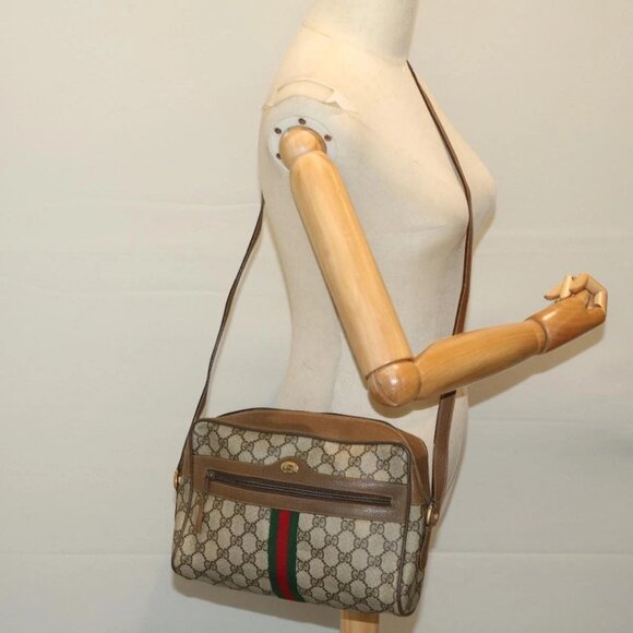 GUCCI GG Supreme Web Sherry Line Shoulder Bag PVC Beige 68 02 005 Auth 68227 - Picture 14 of 16